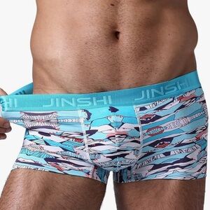 NWT JUNSHI Blue Multi Patterned Soft Breathable Boxer Briefs